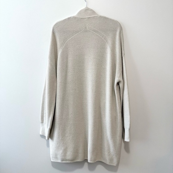 Lululemon Merino Wool-Blend Ribbed Long Wrap Cardigan Sweater Cream Sz 12 / XL - Picture 4 of 16